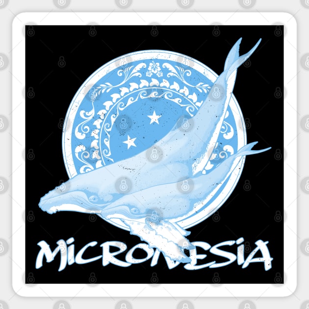 Humpback Whales on Micronesian flag Sticker by NicGrayTees